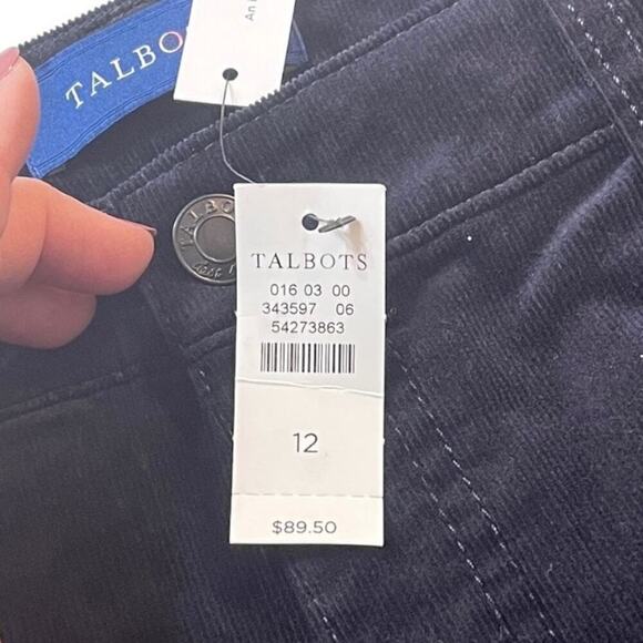 Talbots Womens Size 12 High-Rise Straight-Leg Cords in Navy Soft Stretch NWT - Picture 9 of 9